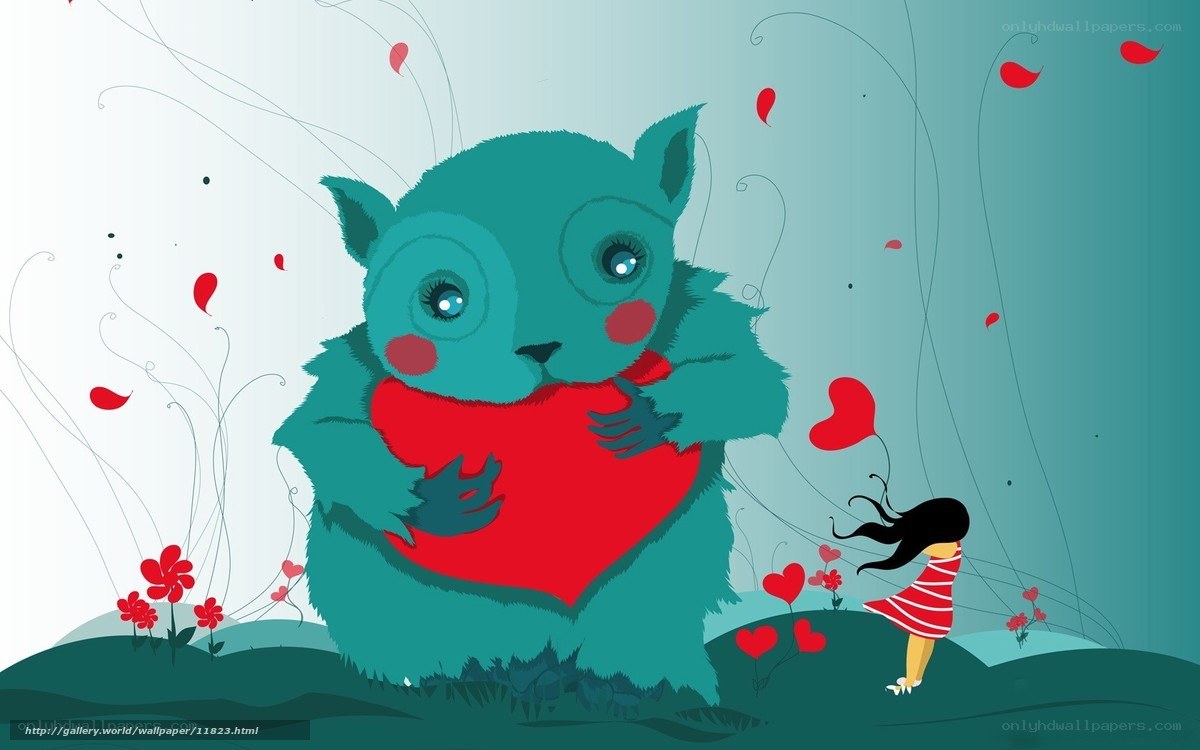 Girl and a heart-hugging creature