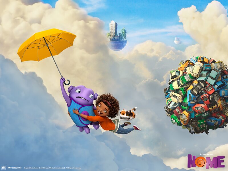 Girl and Alien Flying