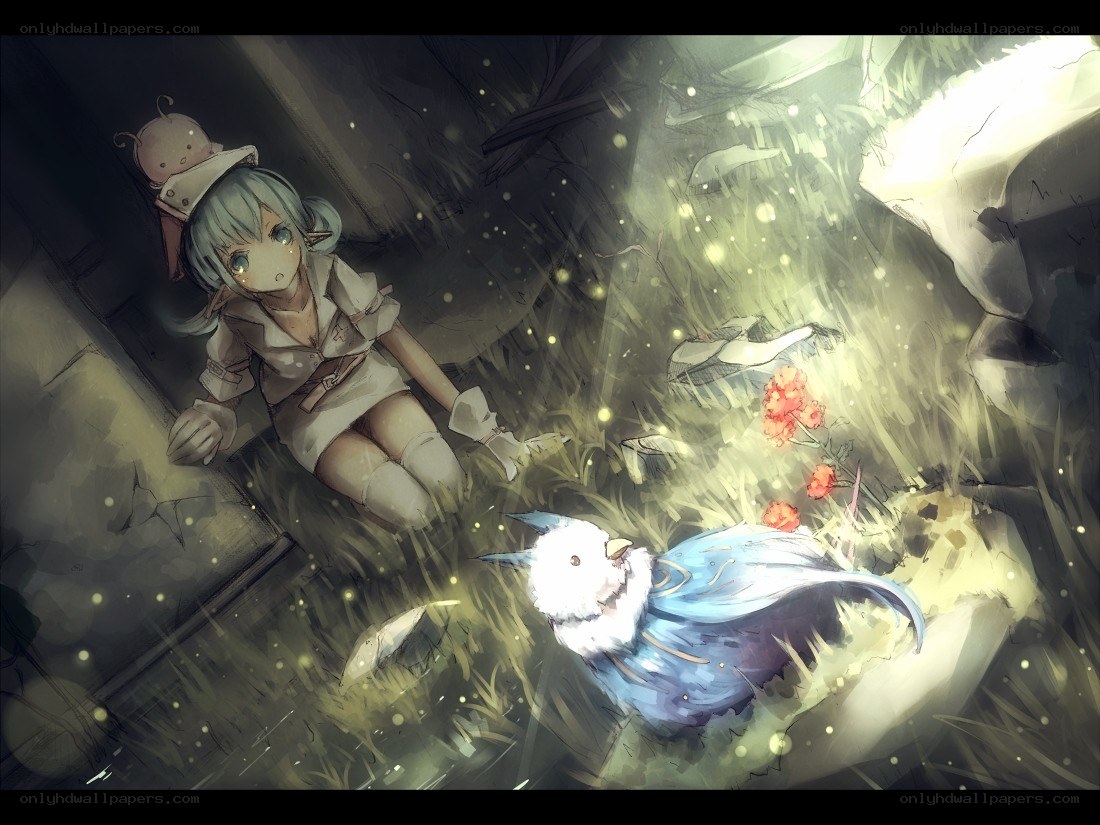 girl and bird in a cave