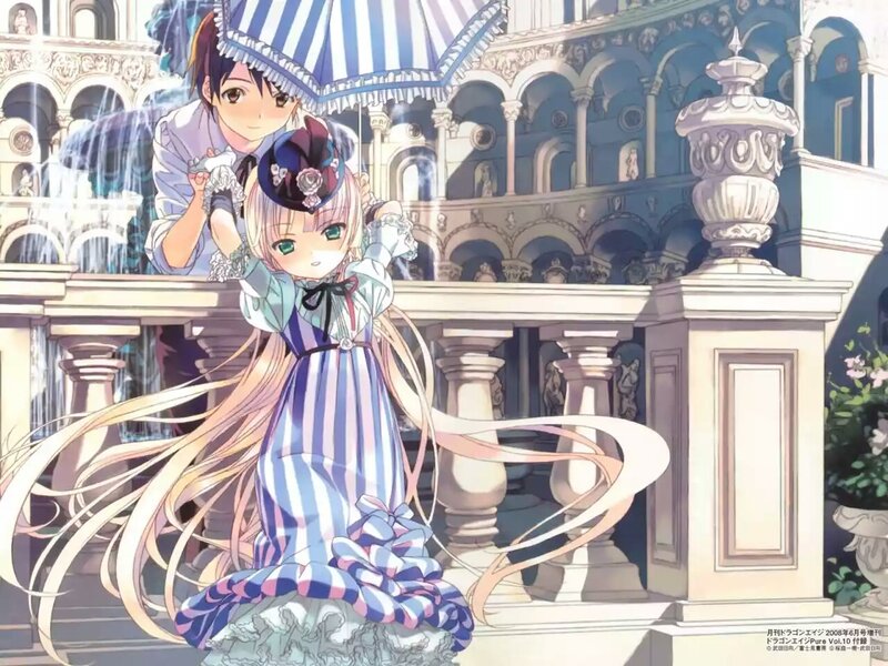 Girl and Boy in a Courtyard
