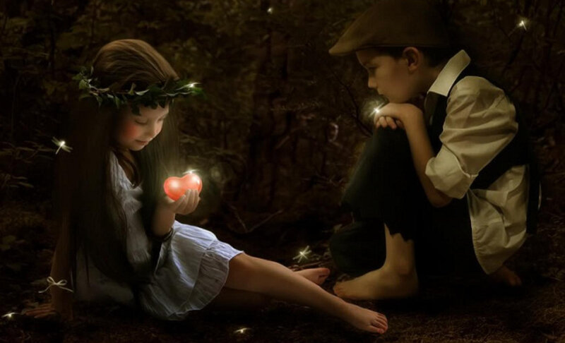 Girl and Boy in Forest