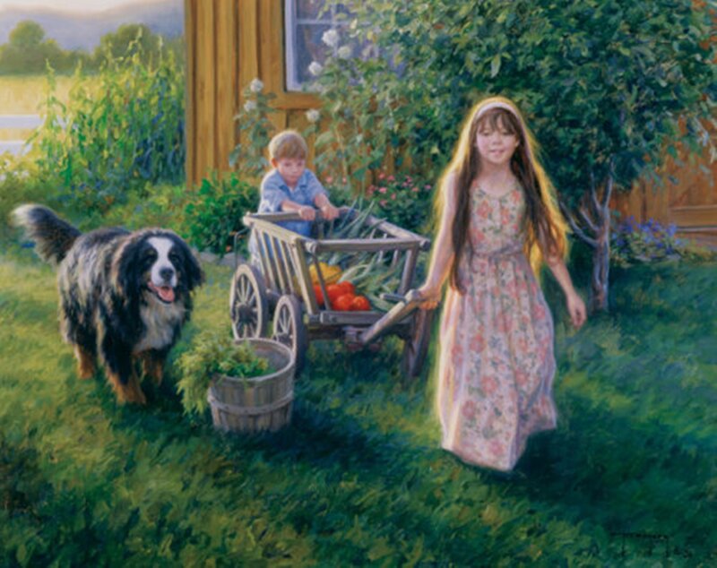 Girl and Boy in Garden