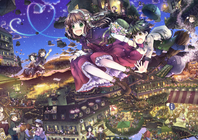 Girl and Boy on Broomstick