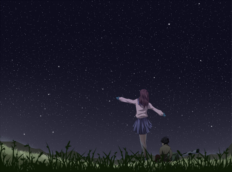 Girl and Boy under Stars