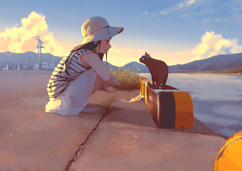 Girl and Cat at Pier