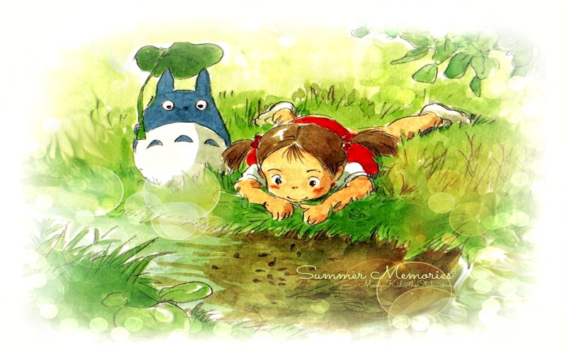Girl and Cat-bus in Grass