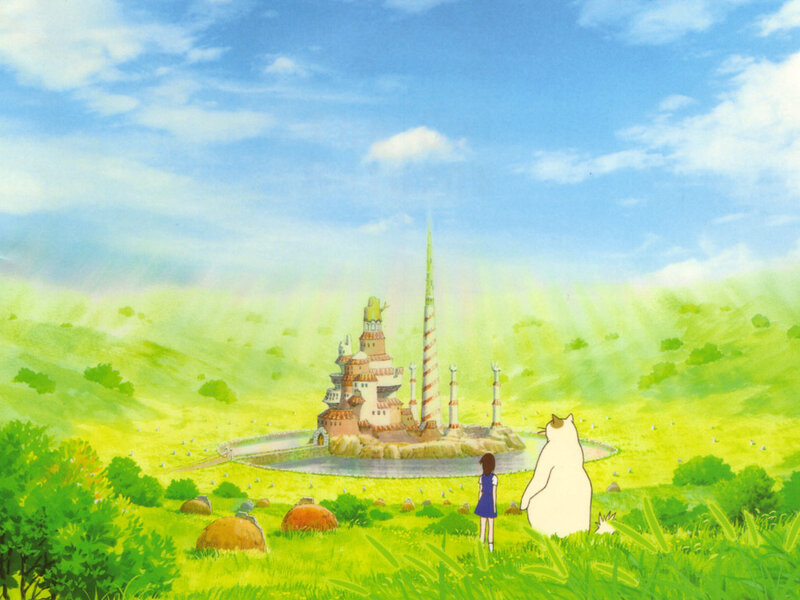 girl and cat view castle