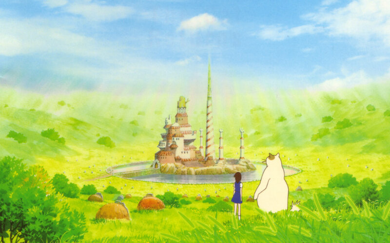 Girl and cat view castle