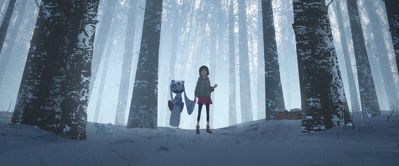 Girl and Creature in Forest