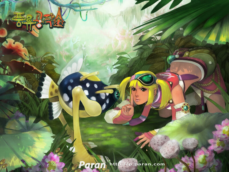 girl and creature in jungle