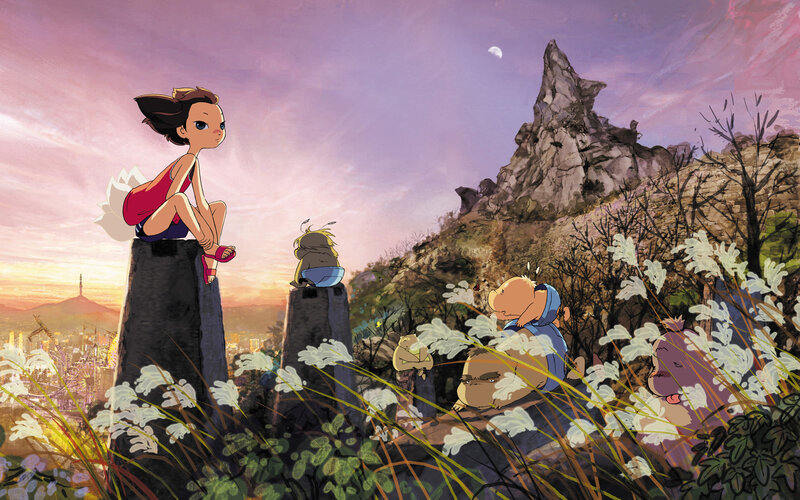 Girl and Creatures on Hill