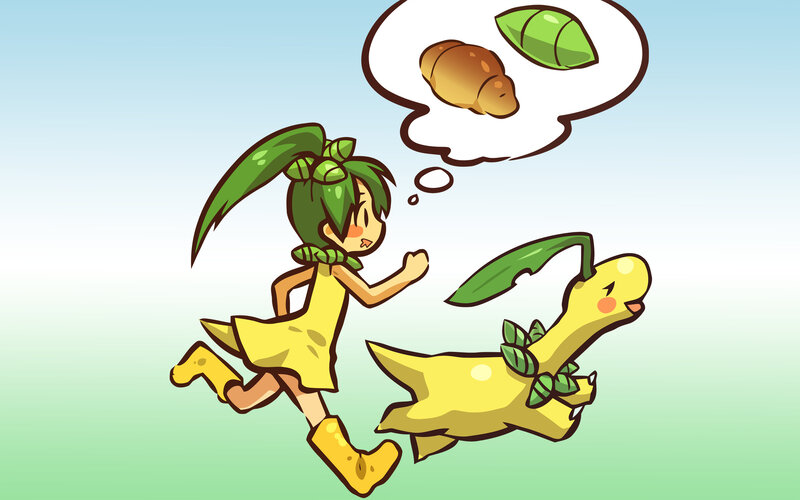girl and dinosaur running