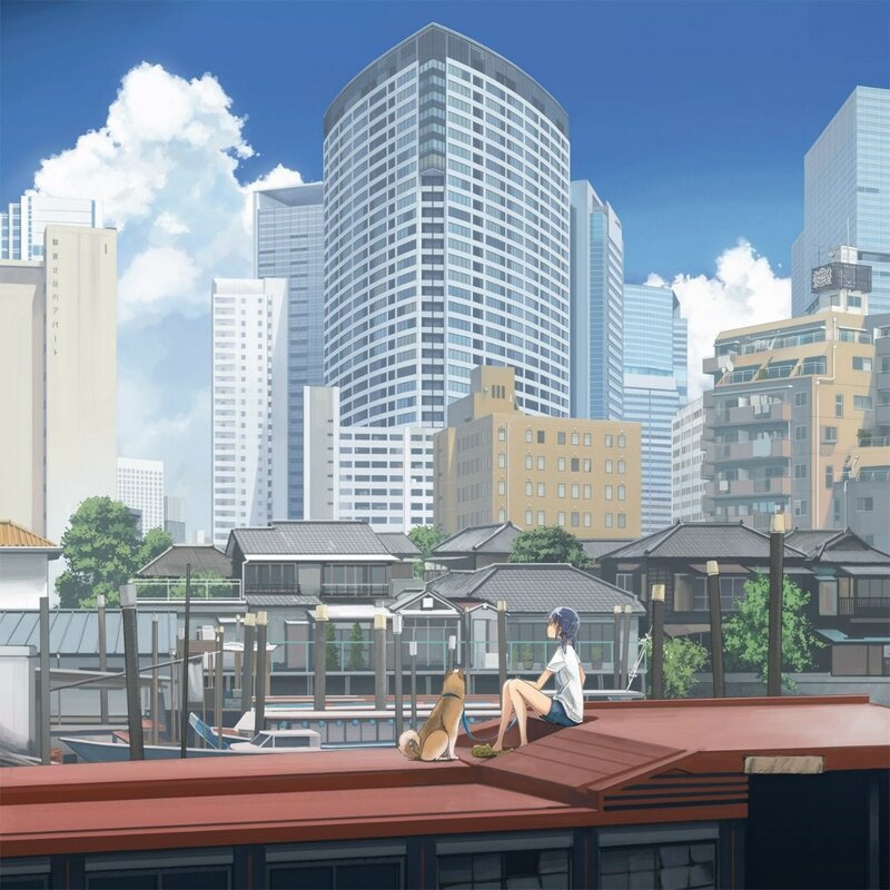Girl and Dog on Rooftop