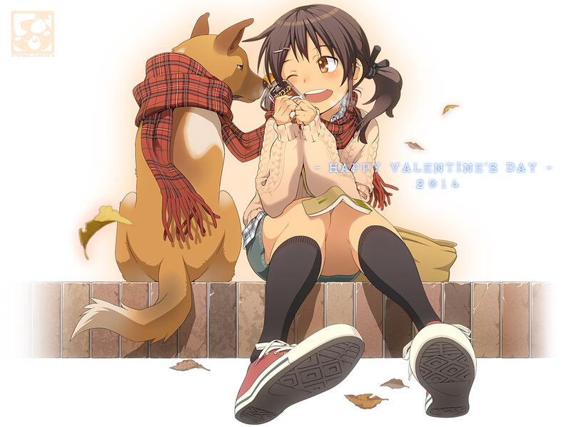 Girl and Dog on Wall