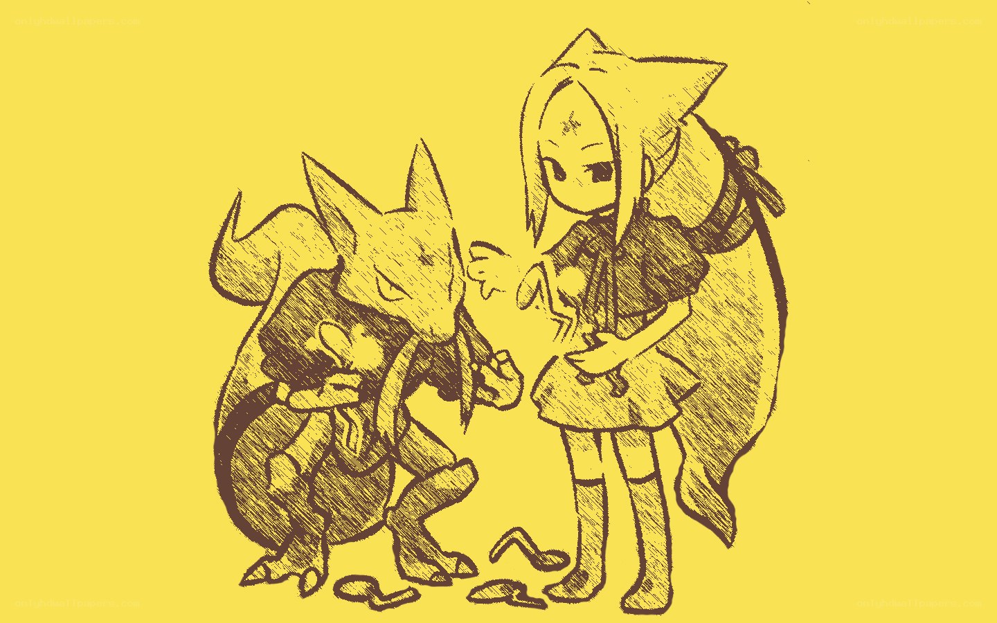 girl and fox-like creature