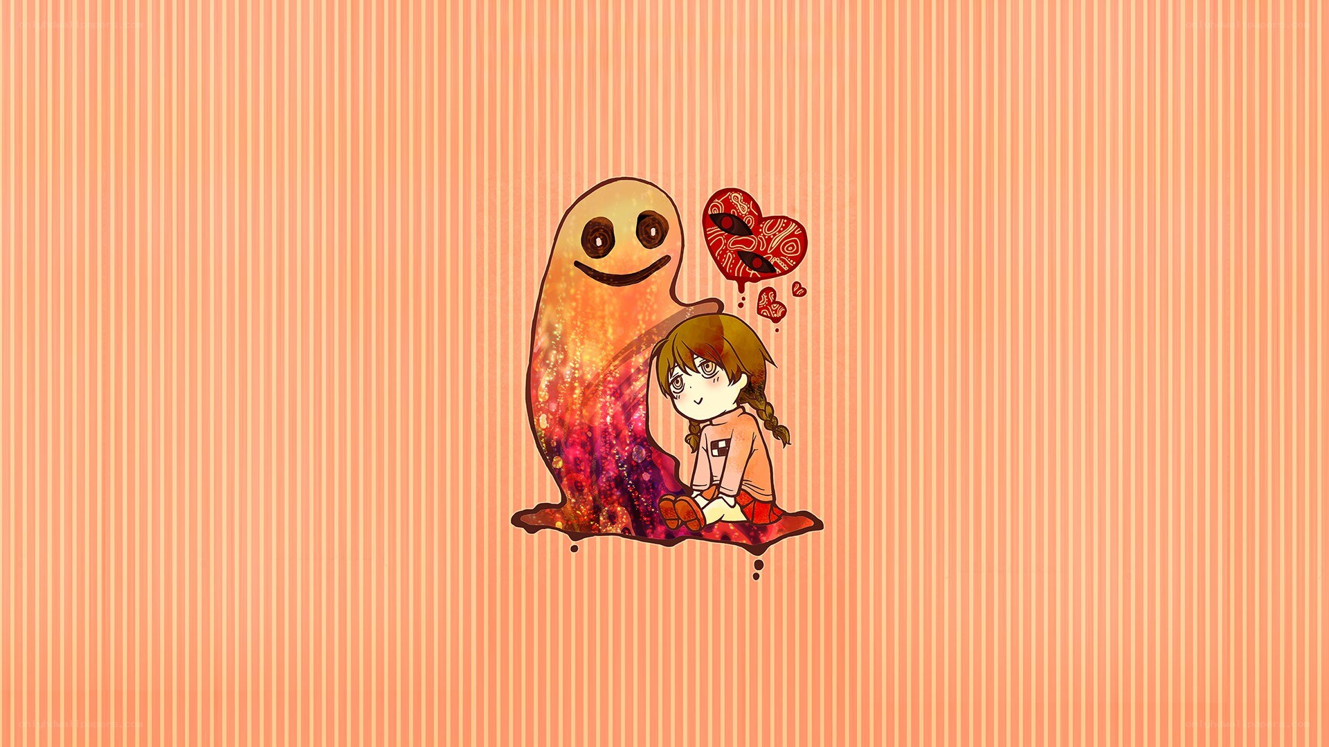 girl and ghost with heart