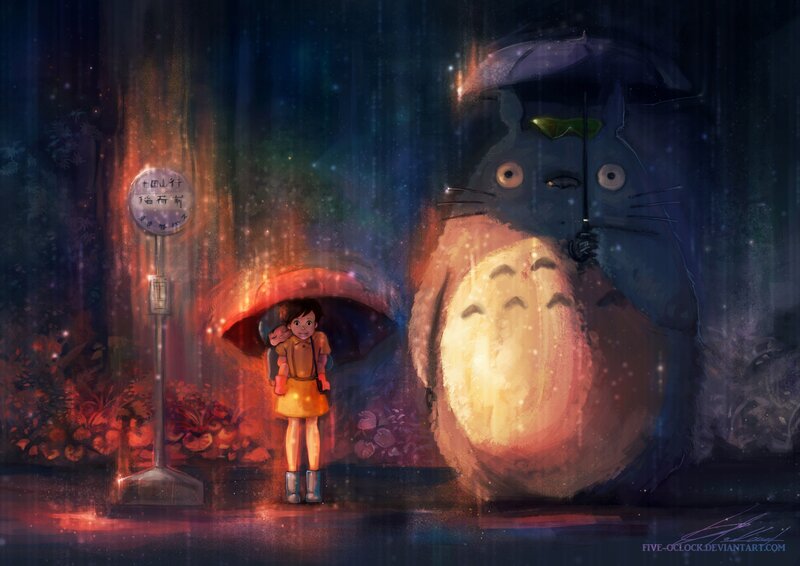 Girl and Giant Cat-like Creature — Blue
