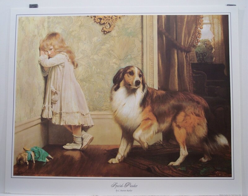 Girl and her dog in a room
