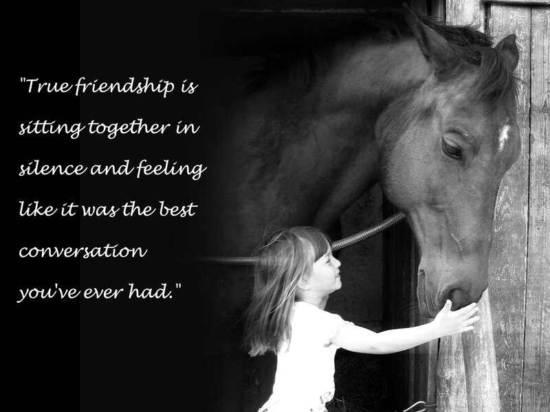 Girl and Horse in Stable — Black