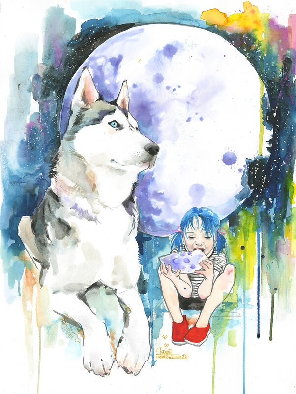 Girl and Husky Dog