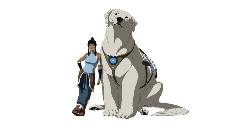 Girl and Large Dog — White, Calm