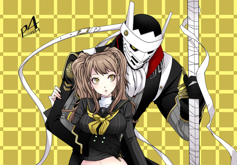 Girl and Masked Figure — Yellow