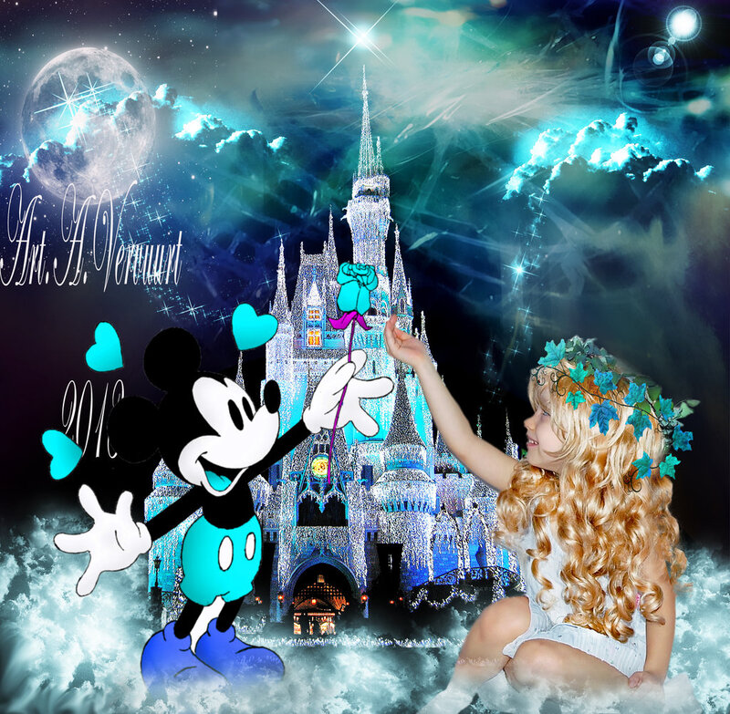 Girl and Mickey Mouse
