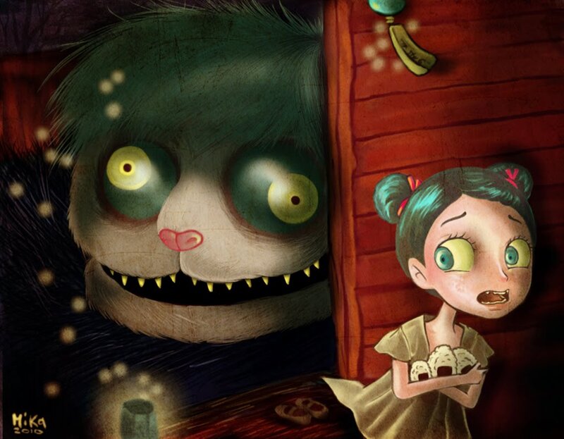 Girl and Monster — Green, Creepy