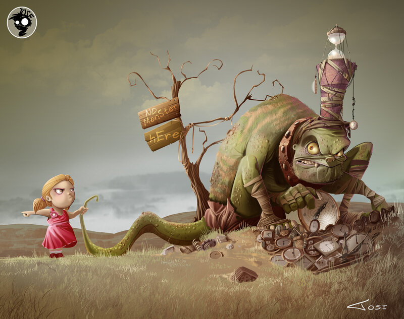 Girl and Monster — Green