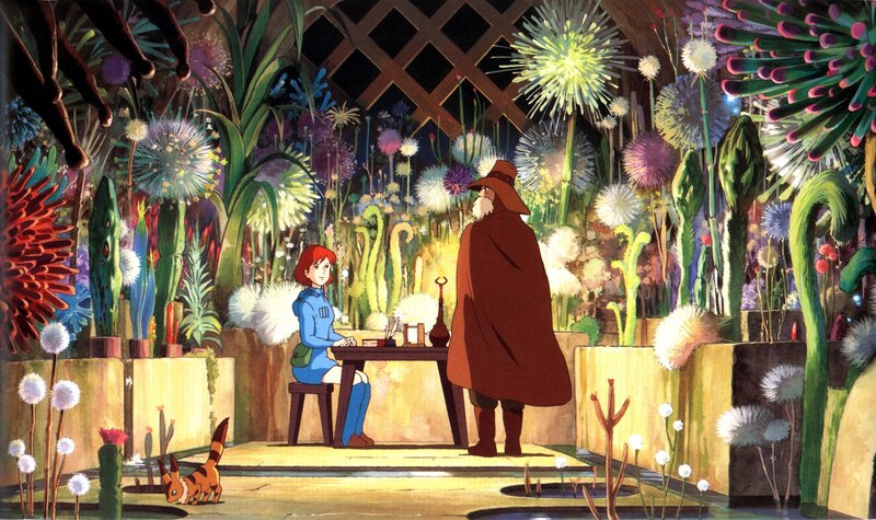 Girl and Old Man in Garden