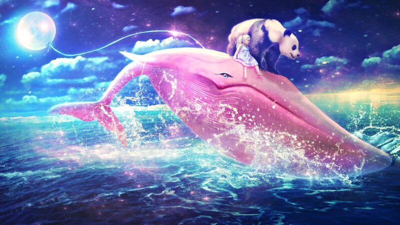 Girl and Panda on Whale