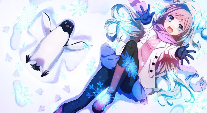 Girl and Penguin in Snow