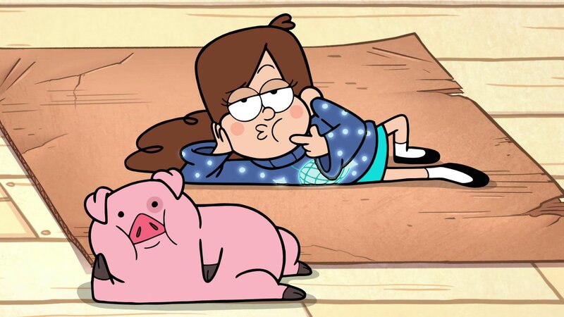 Girl and Pig on Floor