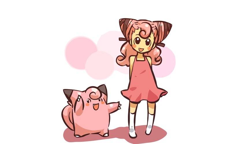 girl and pink pokémon