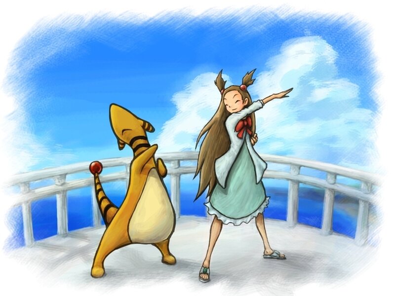 Girl and Pokémon dancing