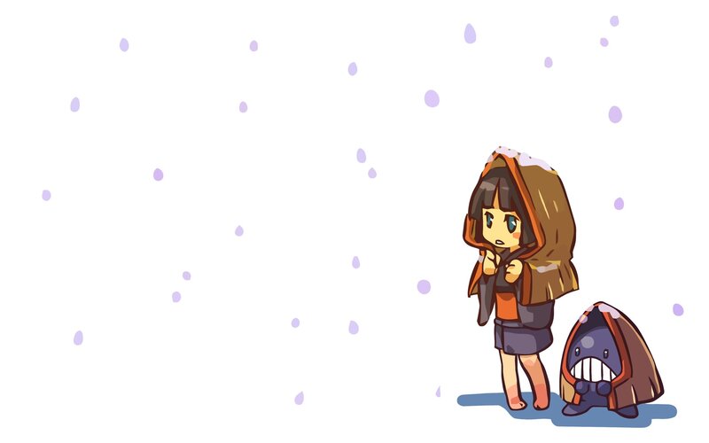 girl and pokémon in snow