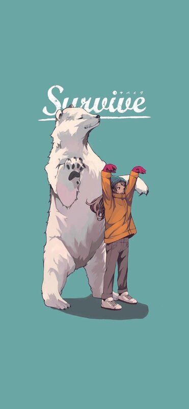 Girl and Polar Bear — Teal