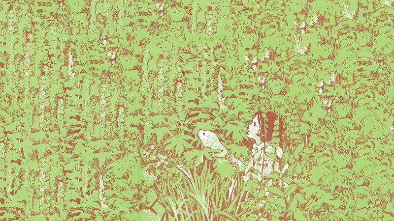 Girl and Rabbit in Grass