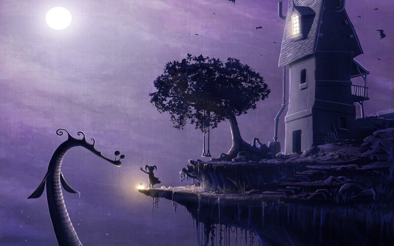 Girl and Sea Monster — Purple
