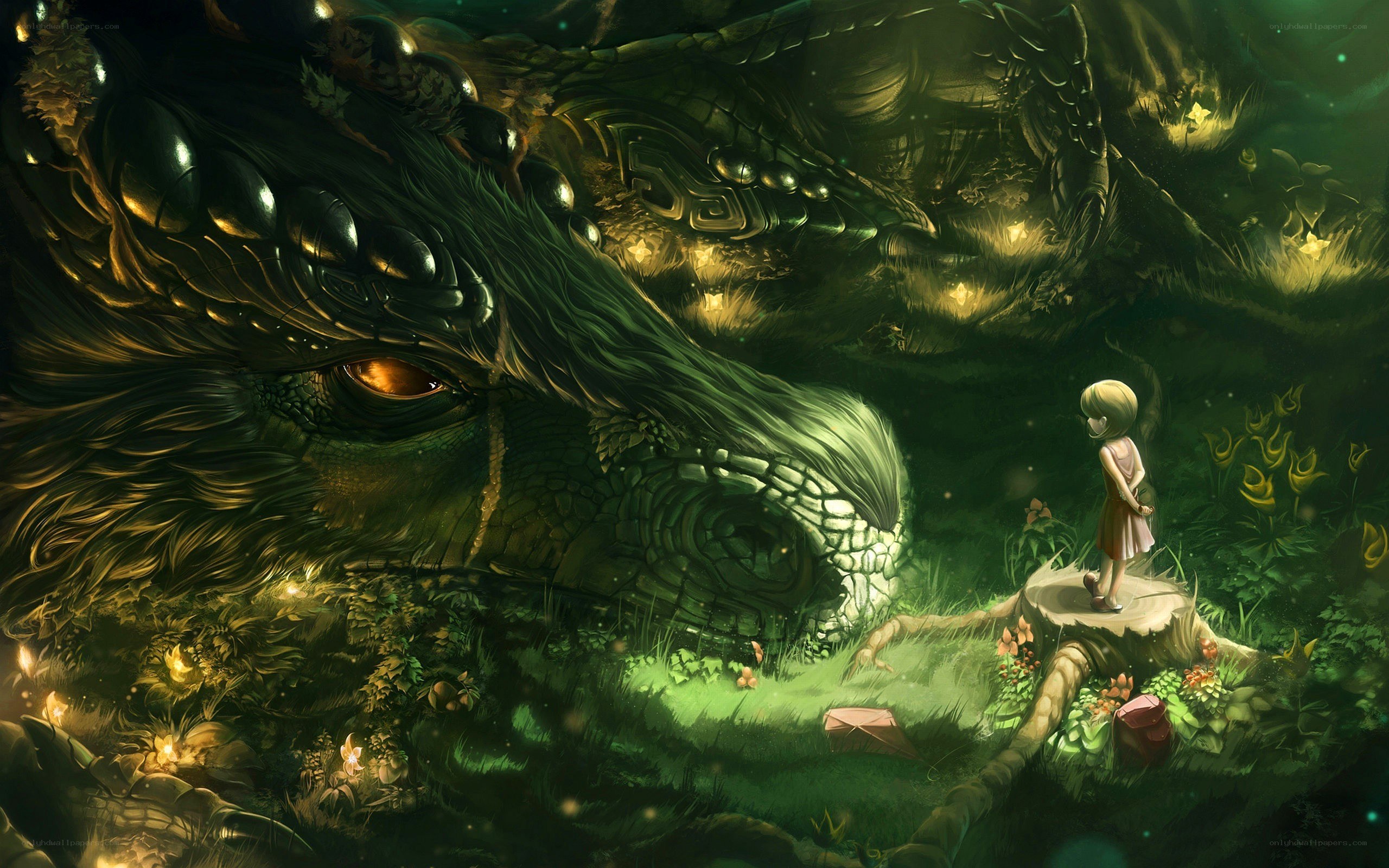 girl and sleeping dragon