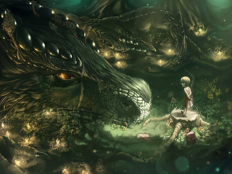 Girl and sleeping dragon