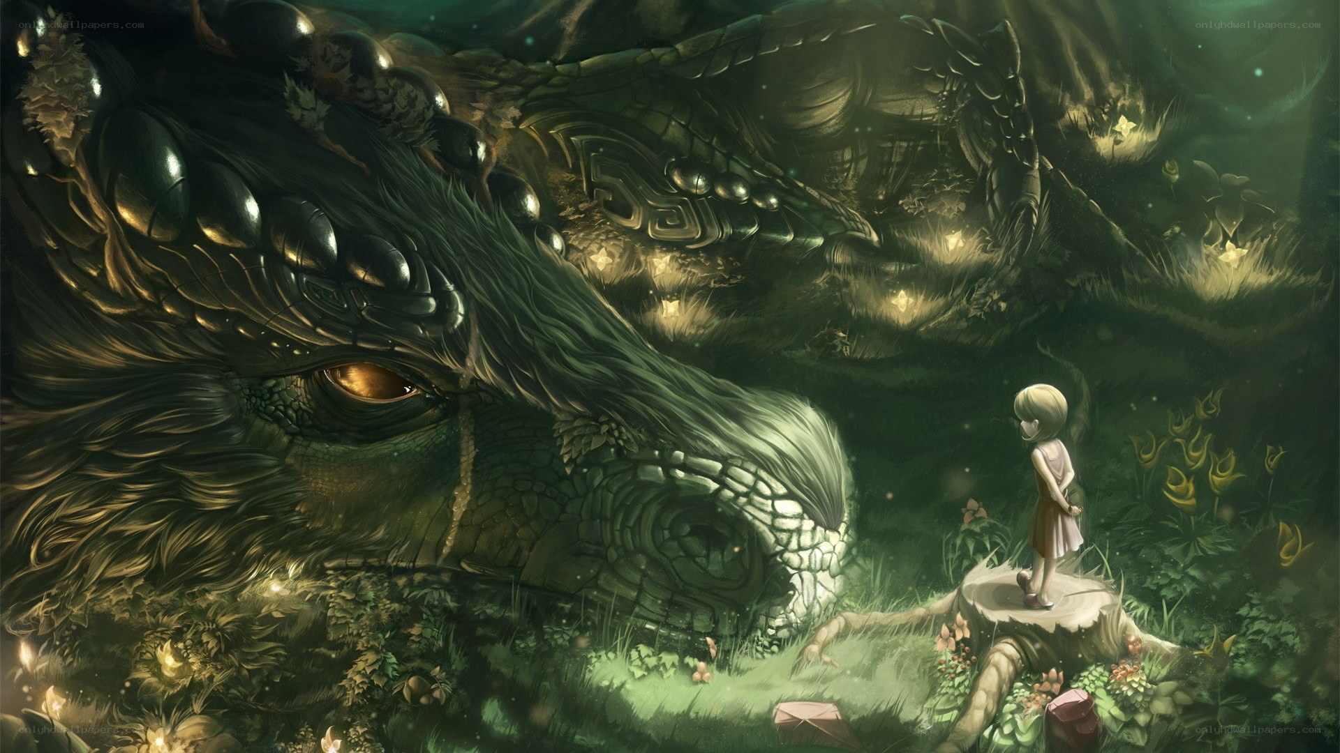 girl and sleeping dragon