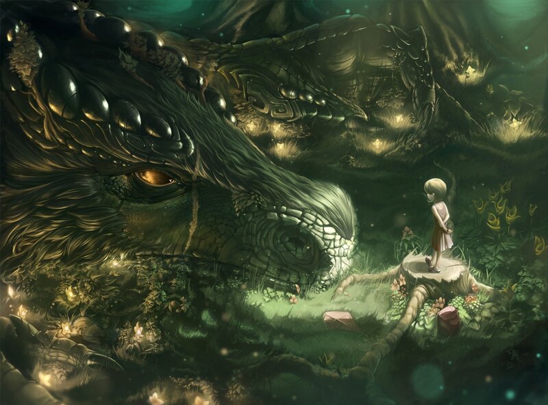 Girl and Sleeping Dragon — Green
