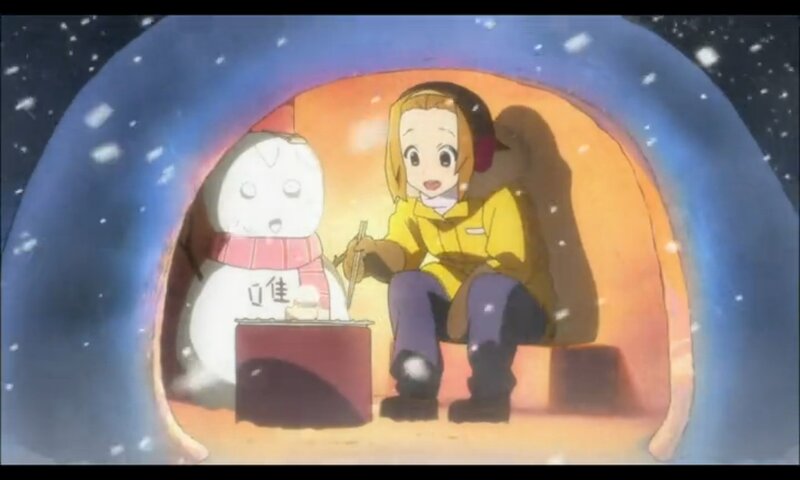 Girl and Snowman in Igloo