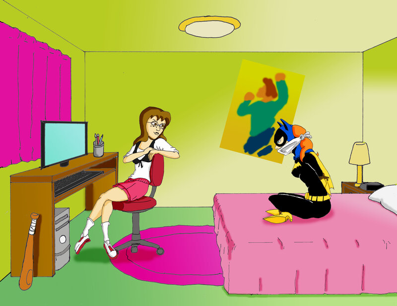 Girl and Superhero on Bed