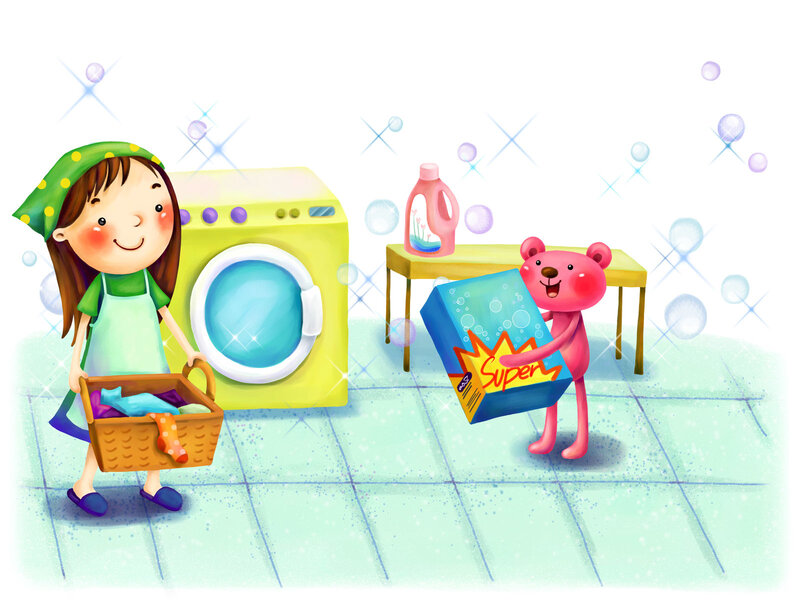 Girl and Teddy Bear — Green