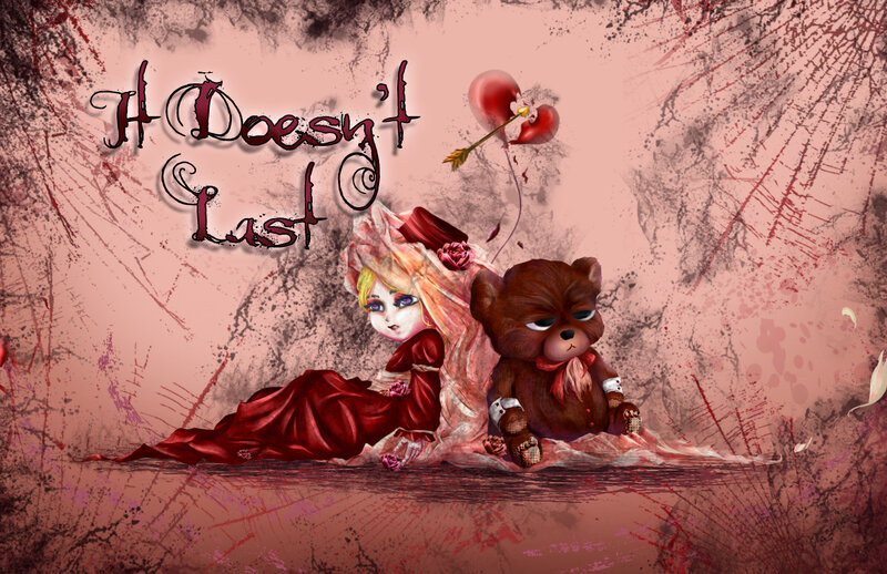 Girl and Teddy Bear — Red
