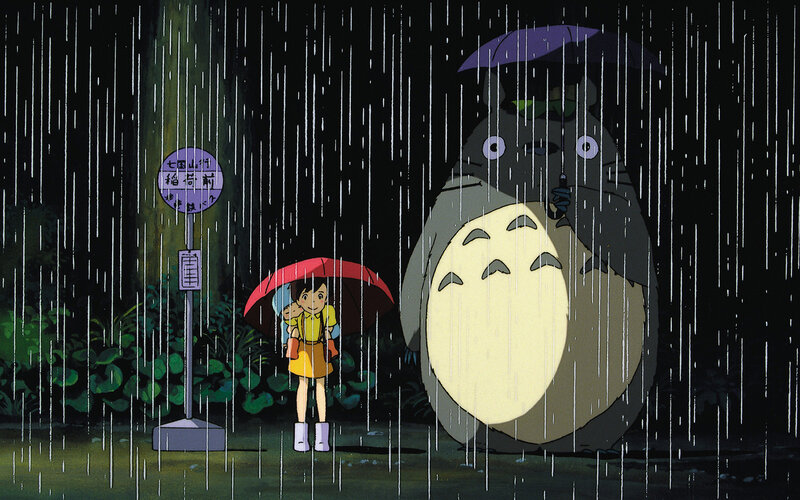 Girl and Totoro in Rain