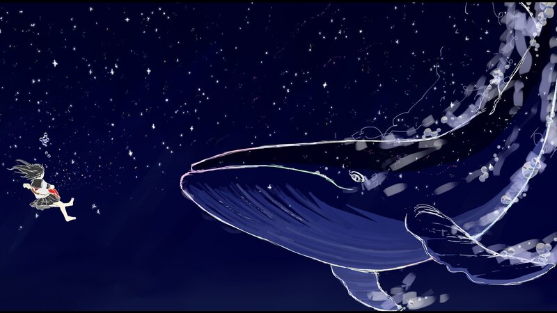 Girl and Whale in Space