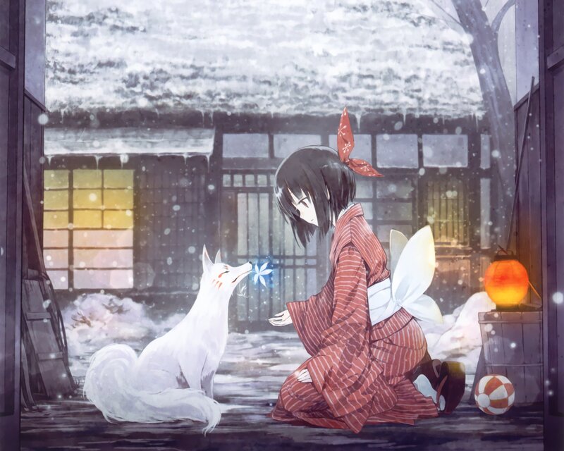 Girl and White Fox